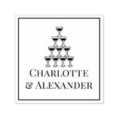 シャンパンタワーカップル新郎新婦の名前フレーム セルフインキングスタンプ (デザイン)