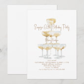 シャンパンタワーサプライズ60歳誕生日パーティー 招待状 (正面/裏面)