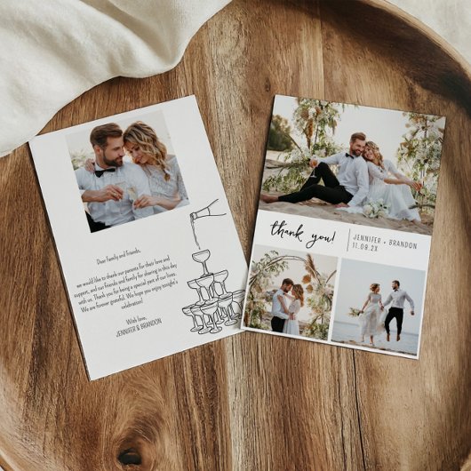 シャンパンタワーサンキューカード写真コラージュ サンキューカード