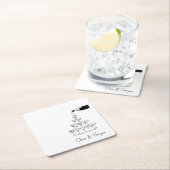 シャンパンタワースケッチ名前をカスタムする結婚ズ スクエアペーパーコースター (インサイチュ)