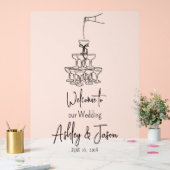 シャンパンタワー歓迎の冷えたアクリル看板 アクリルサイン (ウェディング)