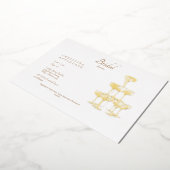 シャンパンタワー金ゴールド文字ブライダルシャワー金ゴールド 箔招待状 (回転した状態)