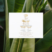 シャンパンタワー金ゴールド文字ホワイト婚約パーティ ポストカード