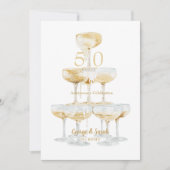 シャンパンタワー金ゴールド50周年記念パーティー 招待状 (正面)