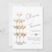 シャンパンタワー シンプル おしゃれ エレガント ウェディング 招待状 (正面)