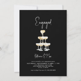 シャンパンタワー ブラックエンゲージメントパーティー 招待状