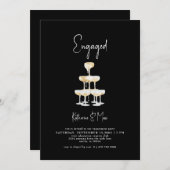 シャンパンタワー ブラックエンゲージメントパーティー 招待状 (正面/裏面)
