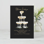 シャンパンタワー ブラック 30歳の誕生日パーティー 招待状 (スタンド正面)