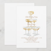 シャンパンタワー 30歳誕生日パーティー 招待状 (正面/裏面)