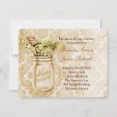 シャンパンダマスクフローラメイソン結婚の瓶 招待状 (裏面)