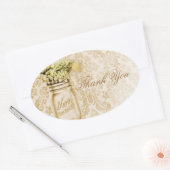 シャンパンダマスクフローラメイソン結婚の瓶 楕円形シール (封筒)