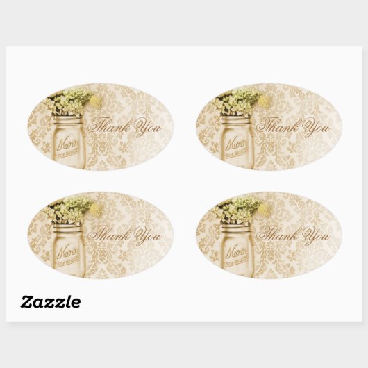 シャンパンダマスクフローラメイソン結婚の瓶 楕円形シール (シート)