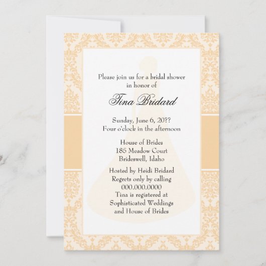 シャンパンダマスクブライダルシャワー 招待状 (正面)