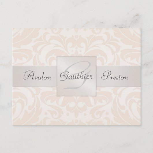 シャンパンダマスクモノグラム日付ポストカードを保存 案内ポストカード (正面)