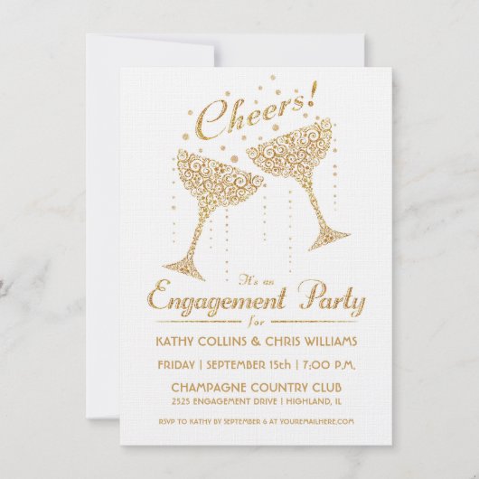 シャンパンチェアーエンゲージメント招待状II 招待状 (正面)