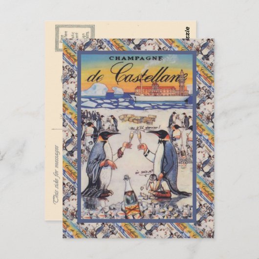 シャンパンデカステランのヴィンテージイメージ ポストカード (正面/裏面)