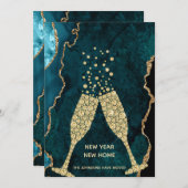 シャンパントーストニューイヤー新しいホームティール（緑がかった色）金ゴールド シーズンカード (正面/裏面)