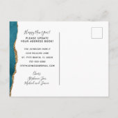 シャンパントーストニューイヤー新しいホームティール(緑がかった色)金ゴールド シーズンポストカード (裏面)