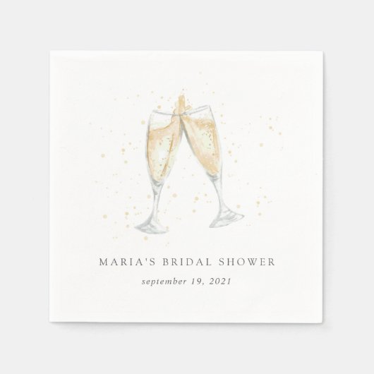 シャンパントーストパーソナライズされたブライダルシャワー スタンダードカクテルナプキン (正面)