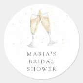シャンパントーストパーソナライズされたブライダルシャワー ラウンドシール (正面)