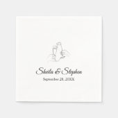 シャンパントーストパーソナライズされた結婚ス紙 スタンダードカクテルナプキン (正面)