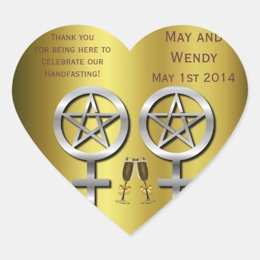 シャンパントーストレズビアンハンドスティングハート ハートシール (正面)