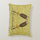 シャンパントースト金ゴールドフェイクグリッター アクセントクッション (裏面(縦))