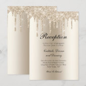 シャンパンドリッピンググリッターウェディングレセプション エンクロージャーカード (正面/裏面)
