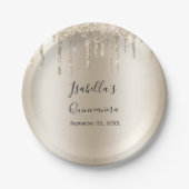 シャンパンドリッピンググリッターエレガントキンセアニェラ ペーパープレート (正面)