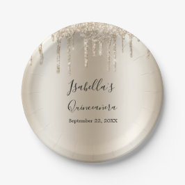 シャンパンドリッピンググリッターエレガントキンセアニェラ ペーパープレート