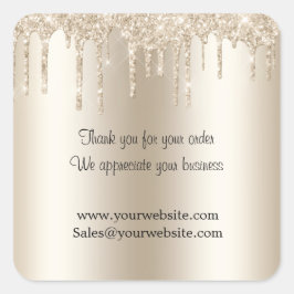 シャンパンドリッピンググリッターサンキュービジネス スクエアシール