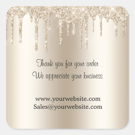 シャンパンドリッピンググリッターサンキュービジネス スクエアシール (正面)