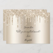 シャンパンドリップグリッターは私の花嫁になる 招待状 (正面/裏面)