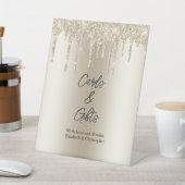 シャンパンドリップグリッターカードとギフト結婚ズ 台座サイン (インサイチュ)