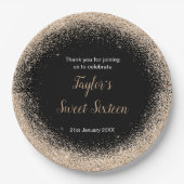 シャンパンドレスフェイクグリッタースウィート16誕生日 ペーパープレート (正面)