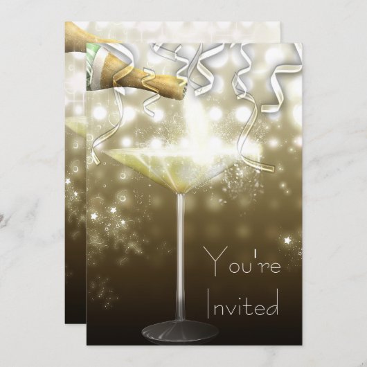 シャンパンニューイヤーイブパーティの招待状 招待状 (正面/裏面)