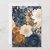 シャンパンネイビー&ブラウンフローラ春の結婚式 招待状 (裏面)