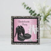 シャンパンハイヒールピンクヒョウバチェロレッテ 招待状 (スタンド正面)