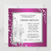 シャンパンハイヒール女性ピンクブラック誕生日 招待状 (裏面)