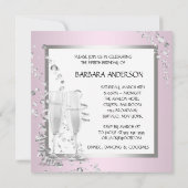 シャンパンハイヒール女性ピンク&ブラック誕生日 招待状 (裏面)