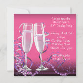 シャンパンハイヒール女性ホットピンクバースデーパーティー 招待状 (裏面)