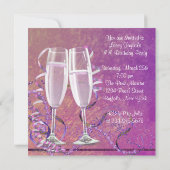シャンパンハイヒール女性ホットピンクバースデーパーティー 招待状 (裏面)