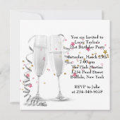シャンパンハイヒール21歳の誕生日パーティー 招待状 (裏面)