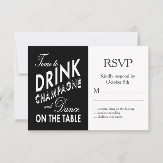 シャンパンハロウィンウェディングRSVPを飲む時間 出欠カード (正面)