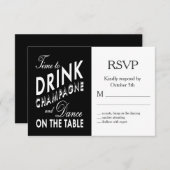 シャンパンハロウィンウェディングRSVPを飲む時間 出欠カード (正面/裏面)