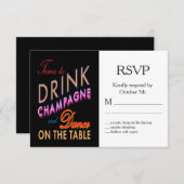 シャンパンハロウィンカラフルRSVP飲む時間 出欠カード (正面/裏面)