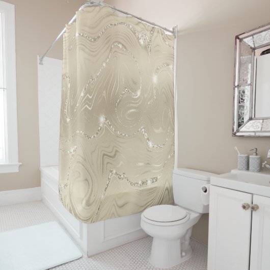 シャンパンバックグラウンドベージュグリッター シャワーカーテン (インサイチュ)