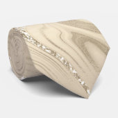 シャンパンバックグラウンドホワイトとベージュグリッター ネクタイ (ロール)