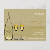 シャンパンバブルお祝い日付の保存 案内ポストカード (正面)