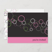 シャンパンバブルオンブラックパーティーポストカード インビテーションポストカード (正面/裏面)